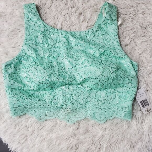 Jodi Kristopher crochet bodice top   mint green NWT - Picture 6 of 7